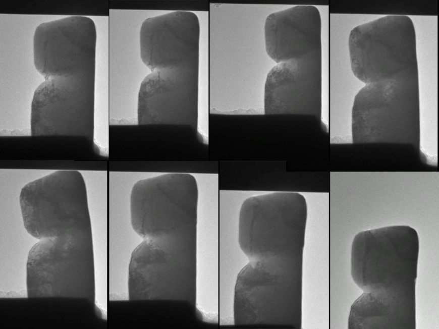 600°C高温下铜纳米柱力学压缩实验